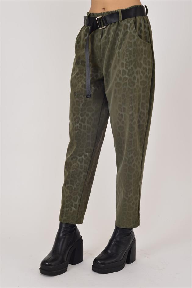 8600 KEMER DETAYLI LEOPAR DESEN PANTOLON