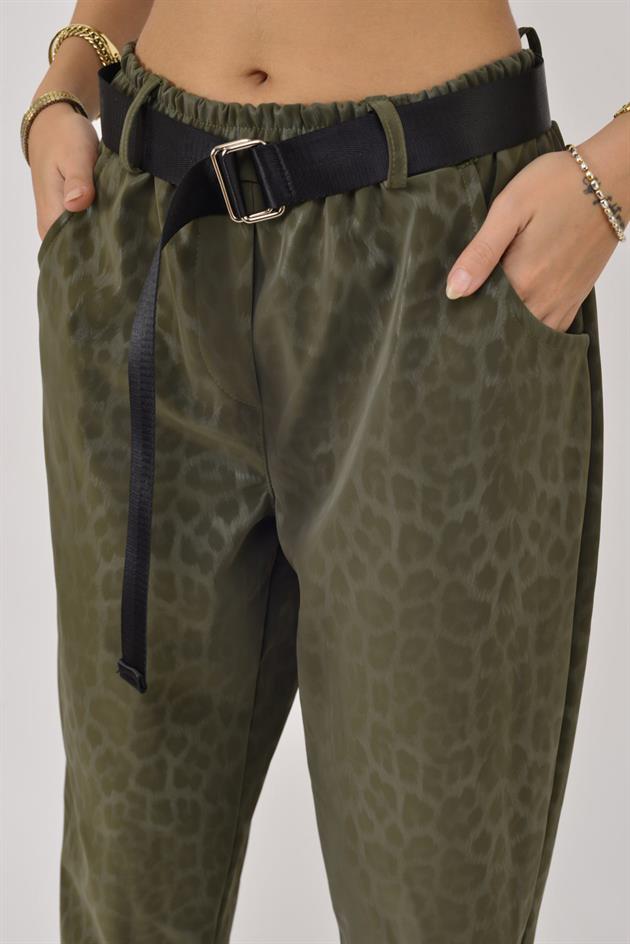 8600 KEMER DETAYLI LEOPAR DESEN PANTOLON