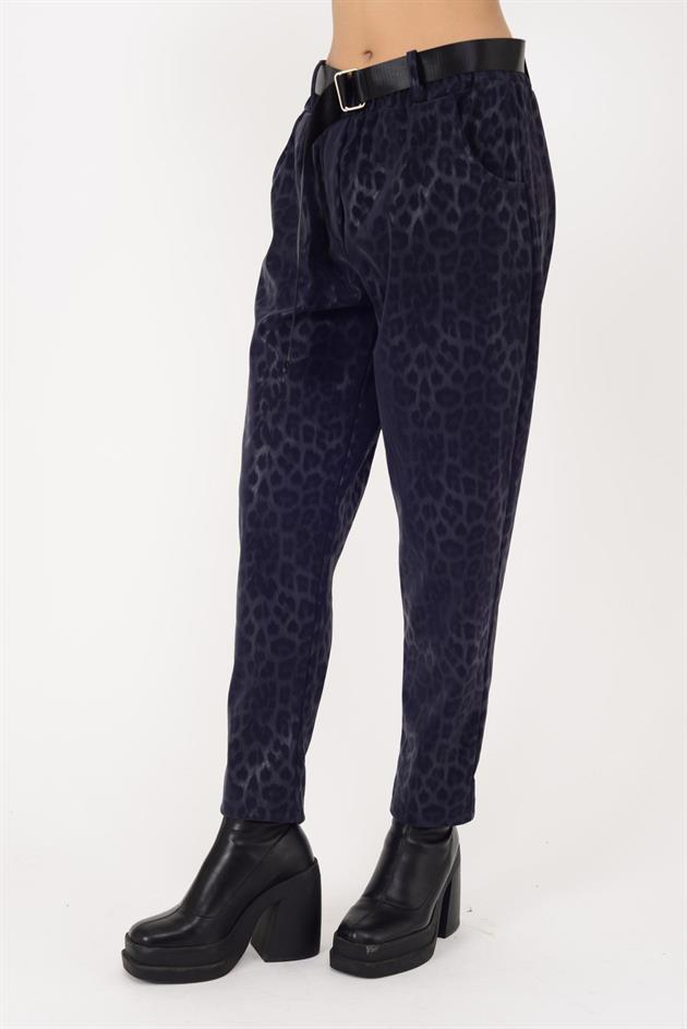 8600 KEMER DETAYLI LEOPAR DESEN PANTOLON