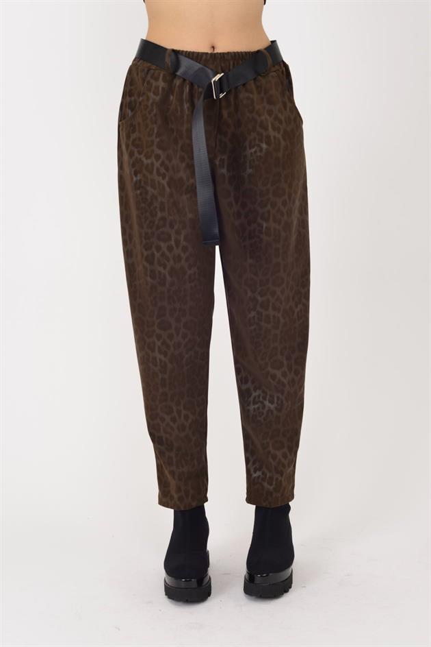8600 KEMER DETAYLI LEOPAR DESEN PANTOLON