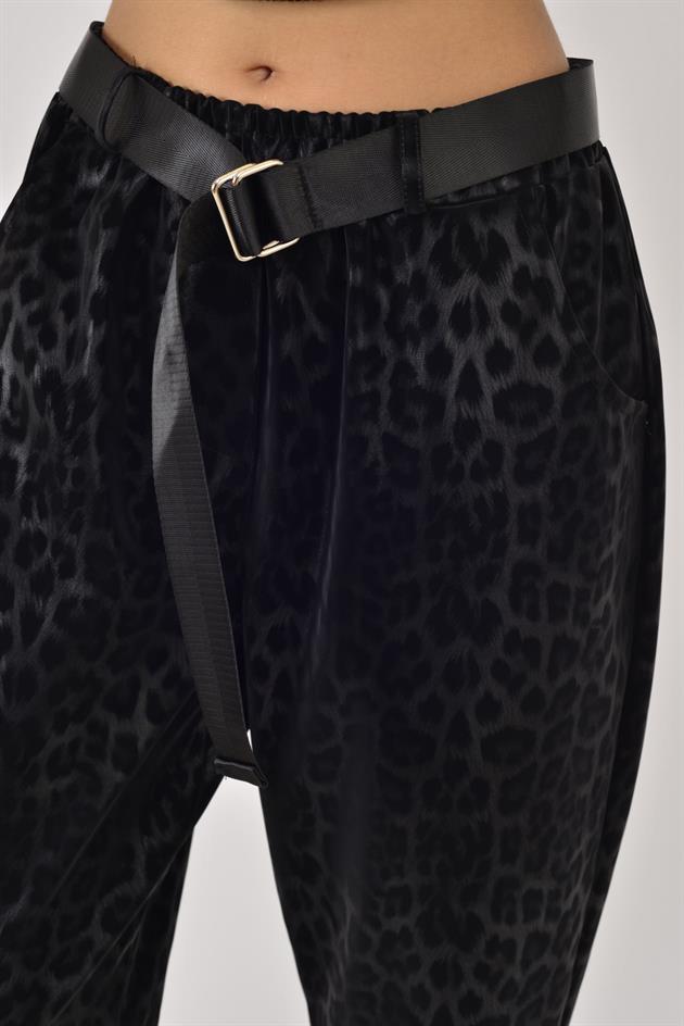 8600 KEMER DETAYLI LEOPAR DESEN PANTOLON