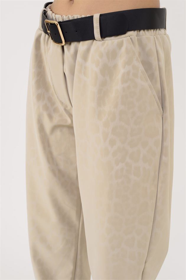 8600 KEMER DETAYLI LEOPAR DESEN PANTOLON
