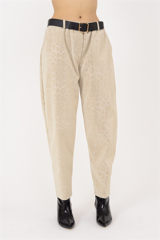 8600 KEMER DETAYLI LEOPAR DESEN PANTOLON