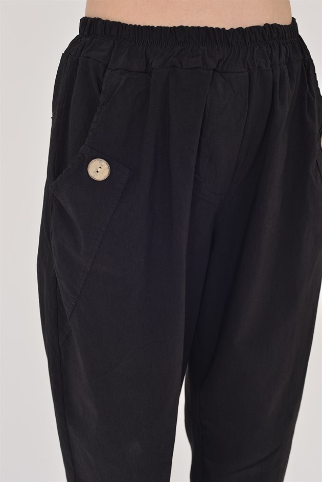 8620 DÜĞME DETAYLI İNCE GABARDİN PANTOLON