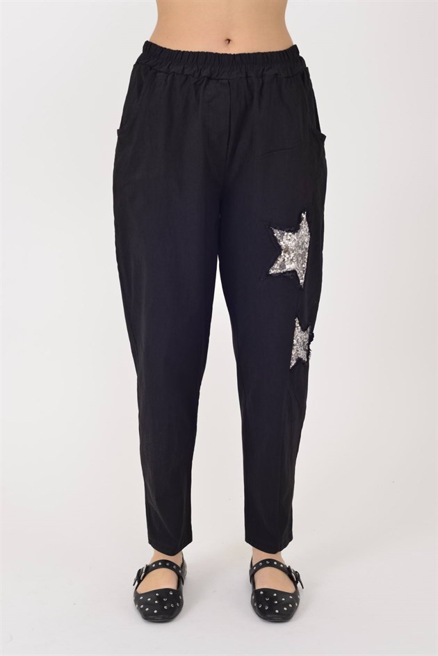 8635 STAR PAYET DETAYLI GABARDİN PANTOLON