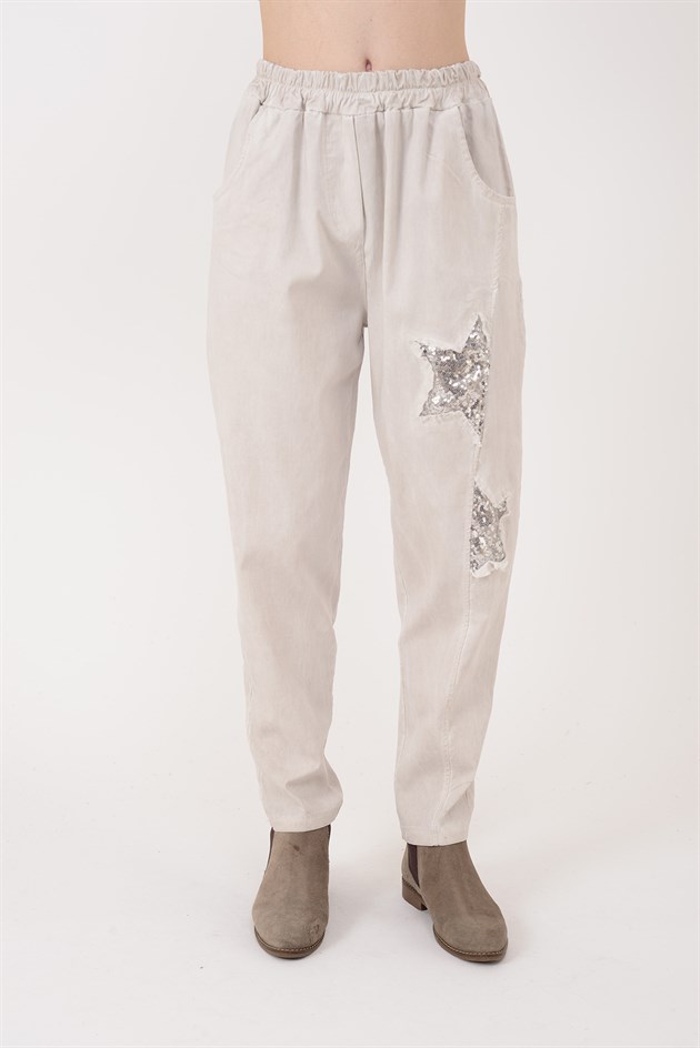 8635 STAR PAYET DETAYLI GABARDİN PANTOLON