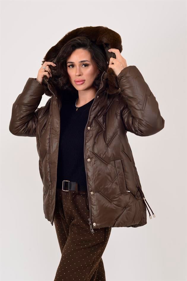 8657 KÜRK DETAYLI KAPÜŞONLU KAPİTONE MONT