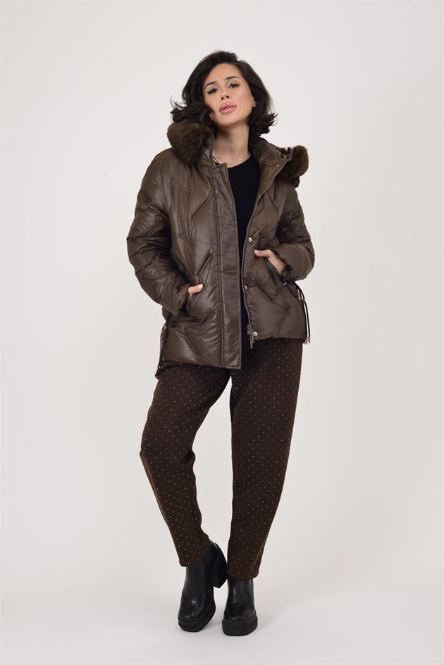 8657 KÜRK DETAYLI KAPÜŞONLU KAPİTONE MONT