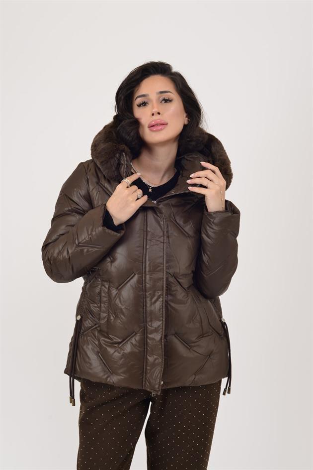 8657 KÜRK DETAYLI KAPÜŞONLU KAPİTONE MONT