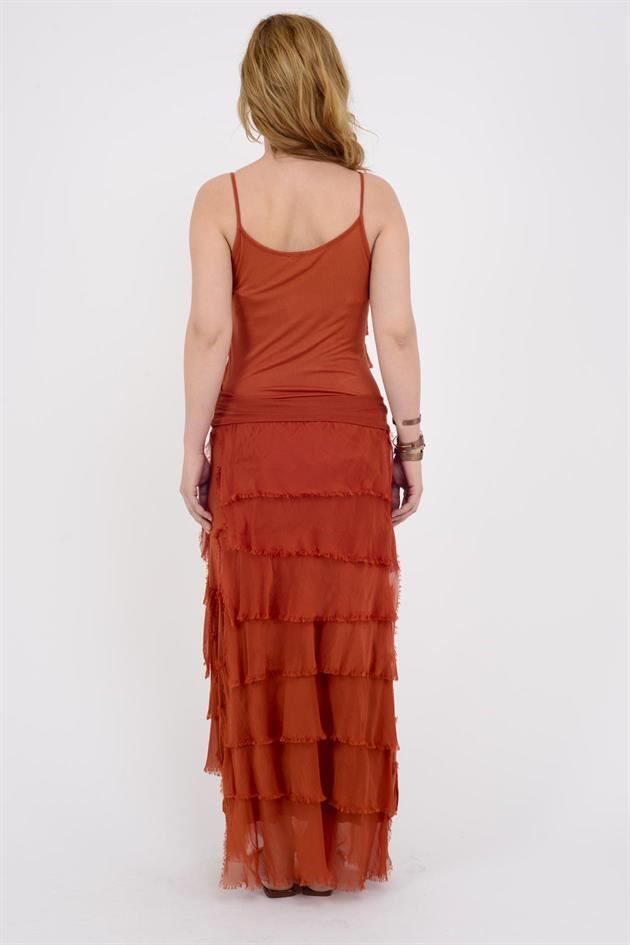 8689 YAKASI PAYETLİ KAT KAT ASKILI İPEK BLUZ