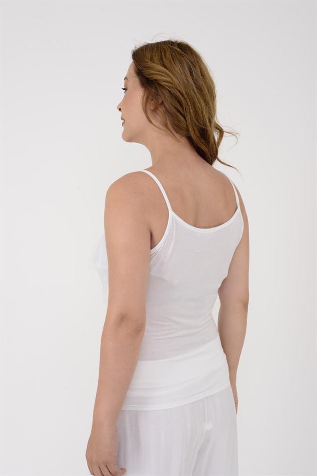 8689 YAKASI PAYETLİ KAT KAT ASKILI İPEK BLUZ