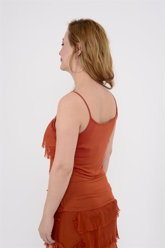 8689 YAKASI PAYETLİ KAT KAT ASKILI İPEK BLUZ