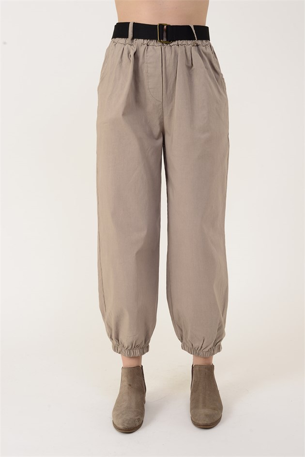 8907 PAÇASI LASTİKLİ KEMER DETAYLI JOGGER PANTOLON