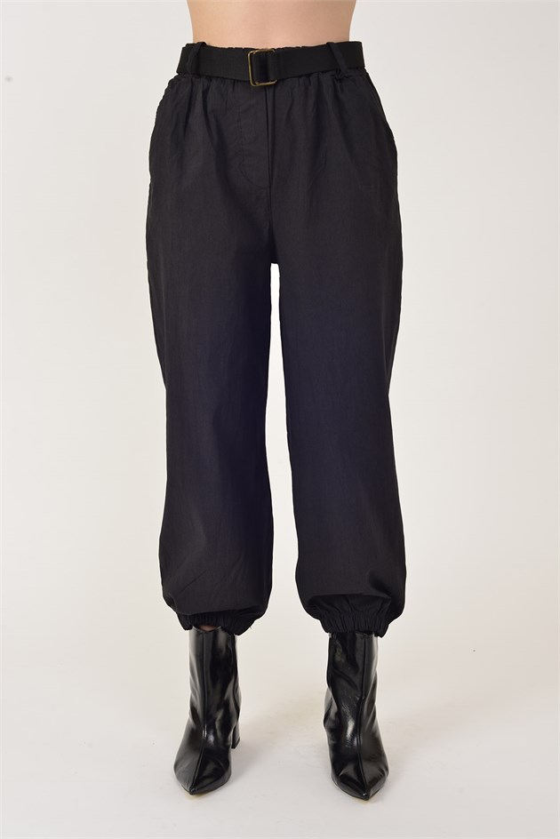8907 PAÇASI LASTİKLİ KEMER DETAYLI JOGGER PANTOLON