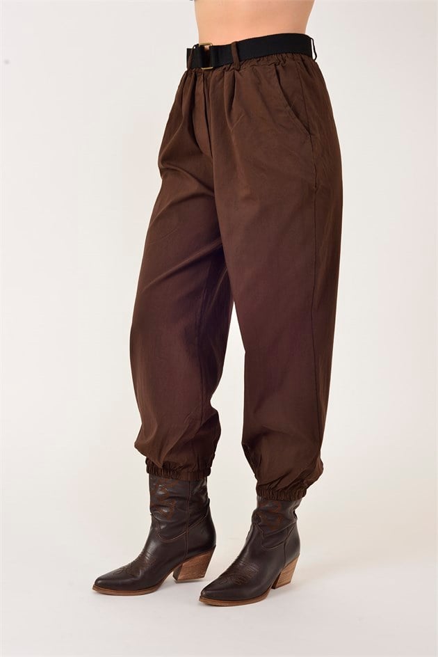 8907 PAÇASI LASTİKLİ KEMER DETAYLI JOGGER PANTOLON