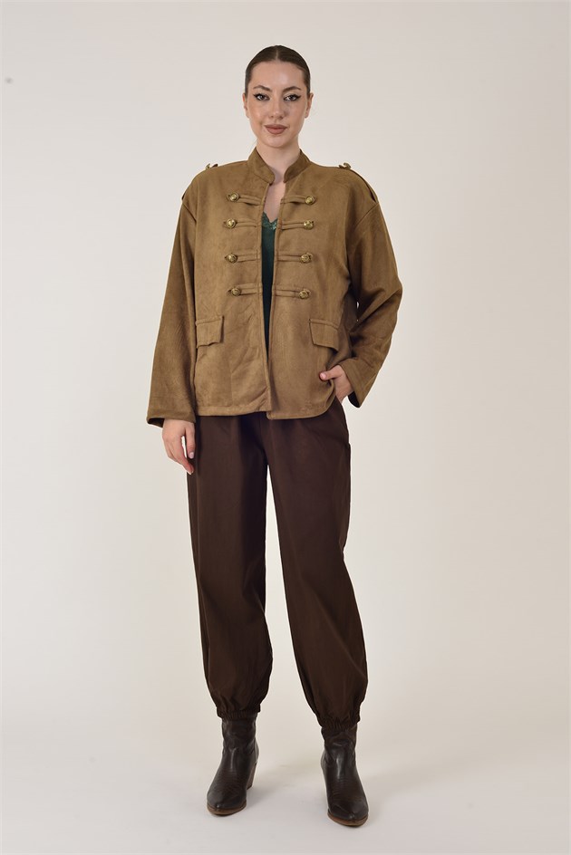 8907 PAÇASI LASTİKLİ KEMER DETAYLI JOGGER PANTOLON