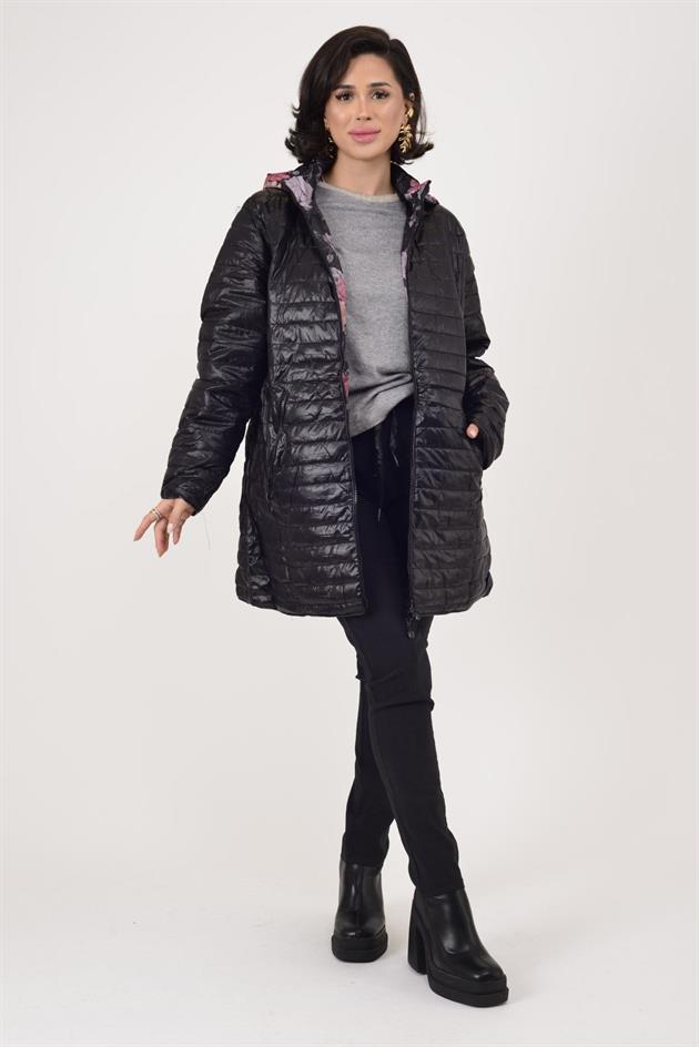 8951 TWIN ÇİÇEK DESENLİ ÇİFT TARAFLI KAPİTONE MONT