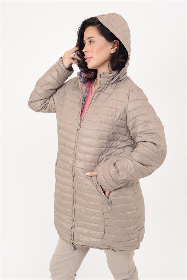 8951 TWIN ÇİÇEK DESENLİ ÇİFT TARAFLI KAPİTONE MONT