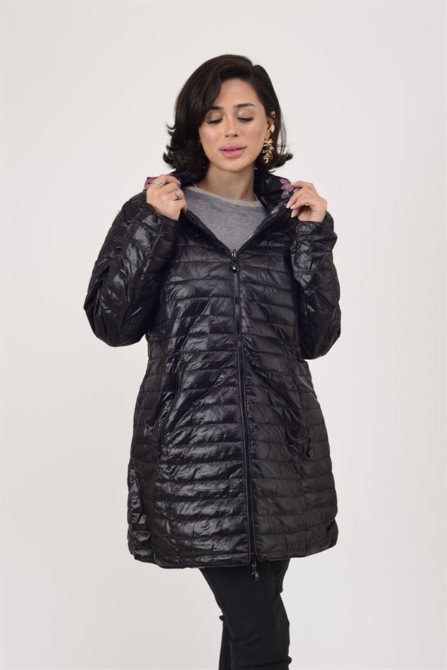 8951 TWIN ÇİÇEK DESENLİ ÇİFT TARAFLI KAPİTONE MONT