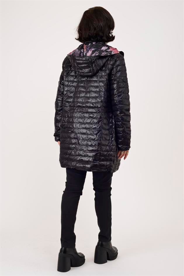 8951 TWIN ÇİÇEK DESENLİ ÇİFT TARAFLI KAPİTONE MONT