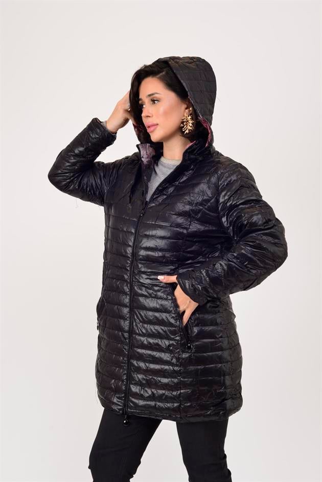 8951 TWIN ÇİÇEK DESENLİ ÇİFT TARAFLI KAPİTONE MONT