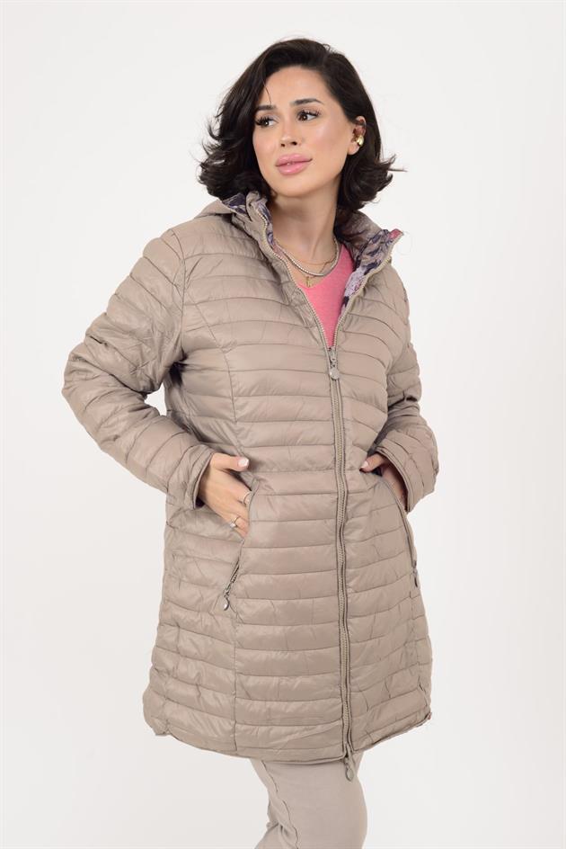 8951 TWIN ÇİÇEK DESENLİ ÇİFT TARAFLI KAPİTONE MONT