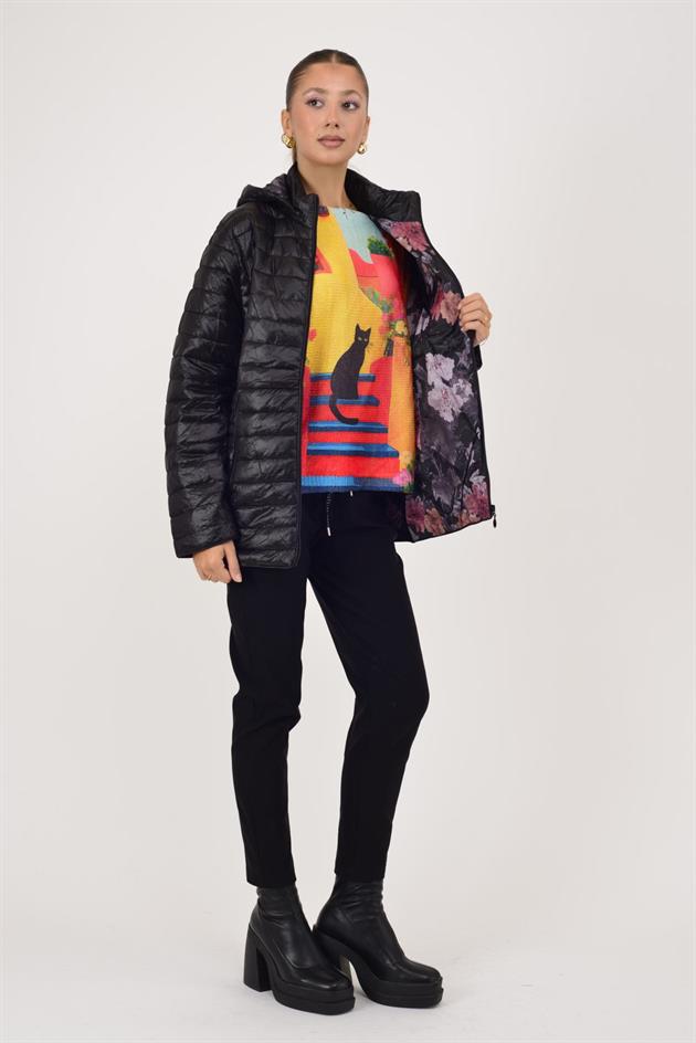 8960 ASTARI ÇİÇEK DESENLİ KAPİTONE MONT