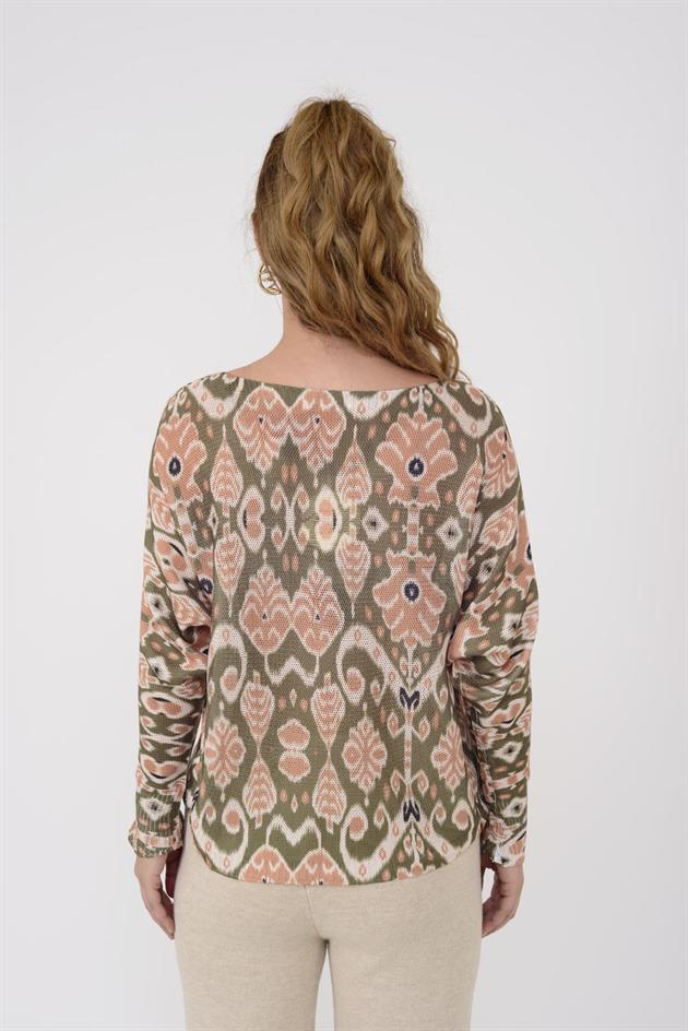 9095-5 MERRY KİLİM DESEN MERSERİZE BLUZ