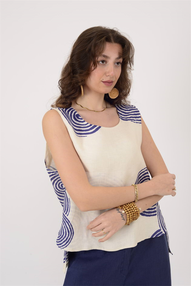 9282 SARMAL DESEN 2Lİ KETEN TAKIM