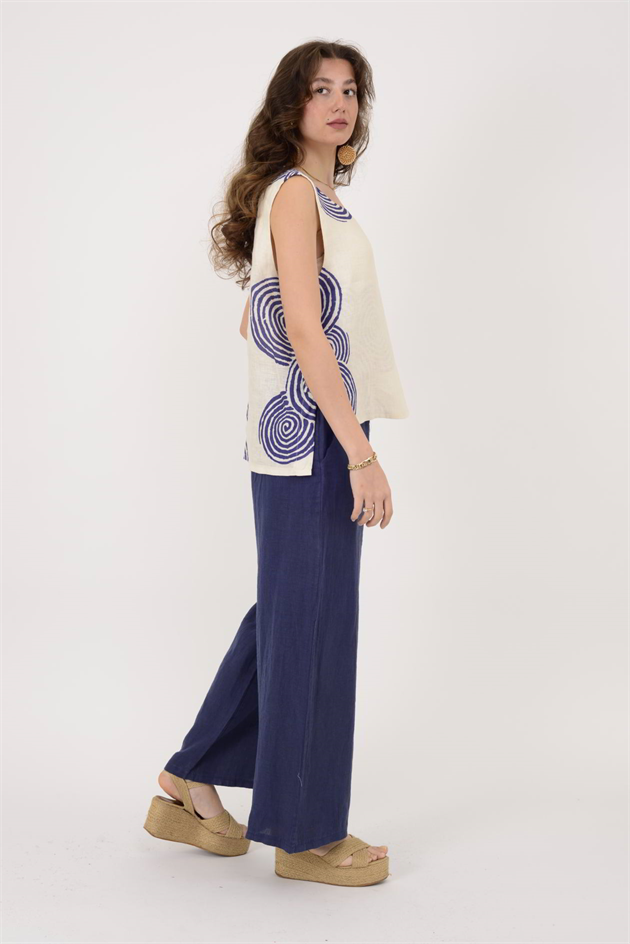 9282 SARMAL DESEN 2Lİ KETEN TAKIM