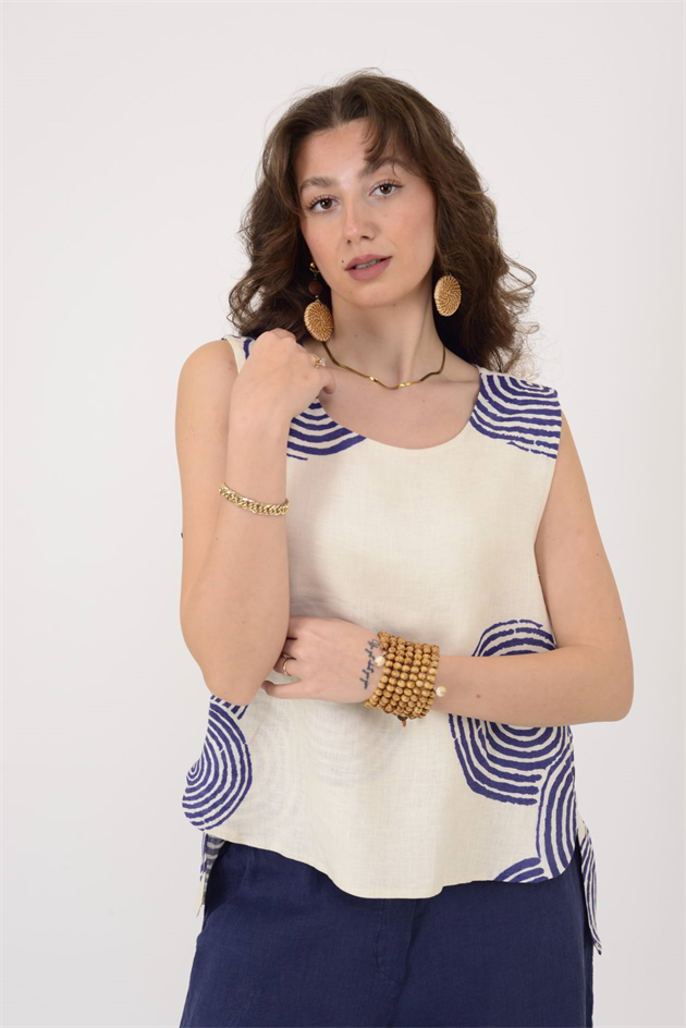 9282 SARMAL DESEN 2Lİ KETEN TAKIM