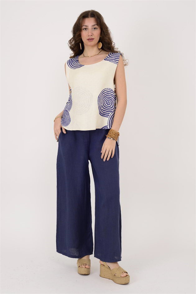 9282 SARMAL DESEN 2Lİ KETEN TAKIM