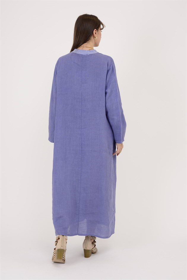 9475 PAYET DETAYLI KETEN ELBİSE