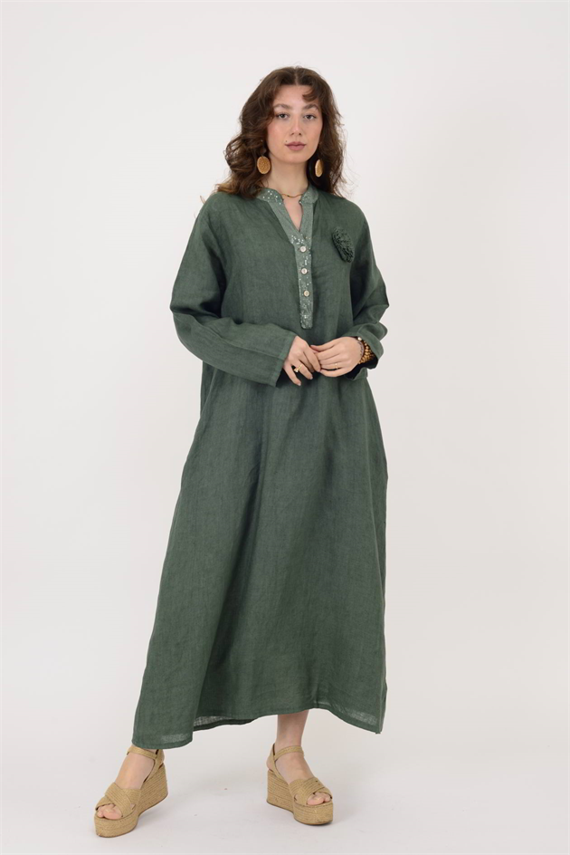 9475 PAYET DETAYLI KETEN ELBİSE