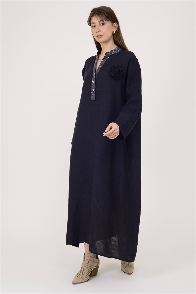 9475 PAYET DETAYLI KETEN ELBİSE