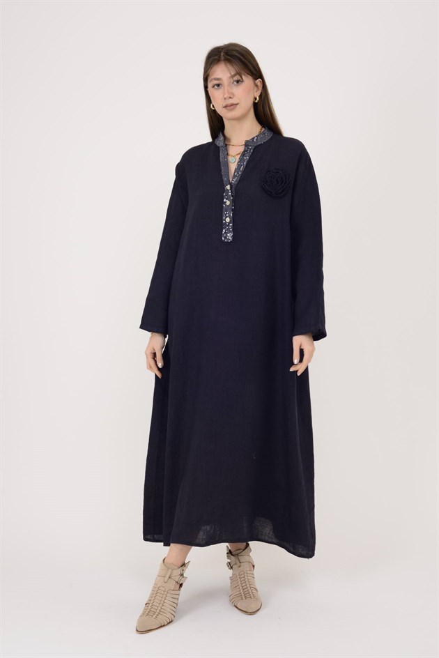 9475 PAYET DETAYLI KETEN ELBİSE