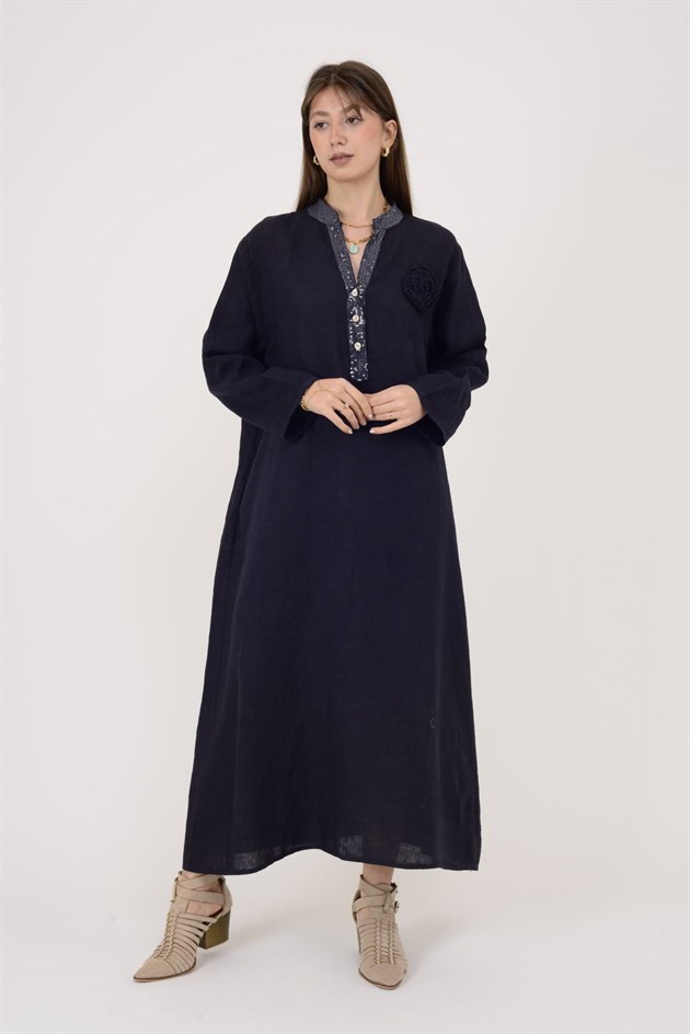 9475 PAYET DETAYLI KETEN ELBİSE