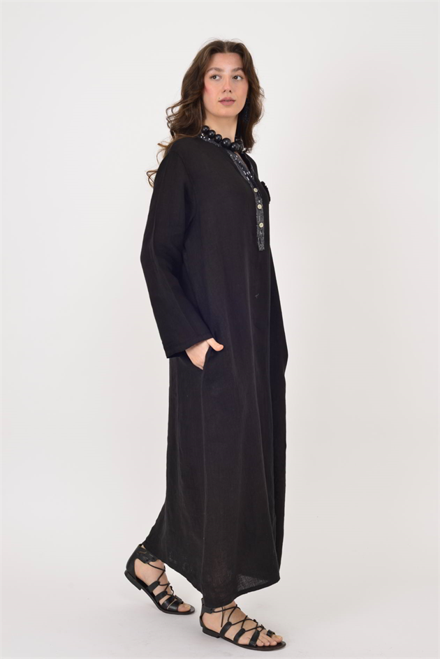 9475 PAYET DETAYLI KETEN ELBİSE