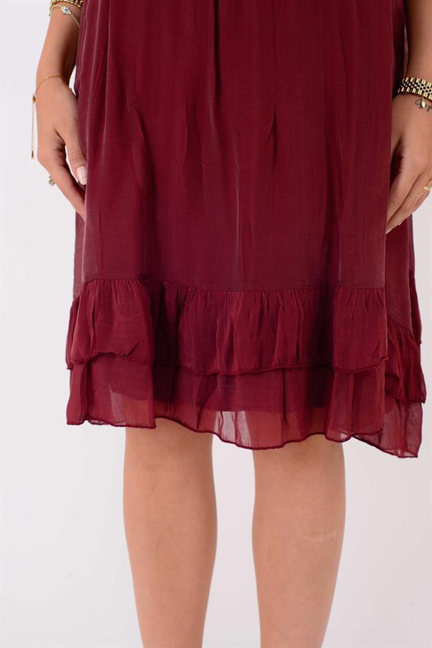 9606 MADONNA YAKA KISA İPEK ELBİSE