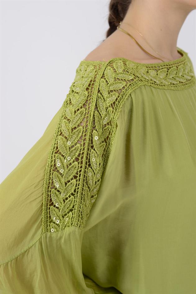 9889 PAYET DETAYLI İPEK BLUZ