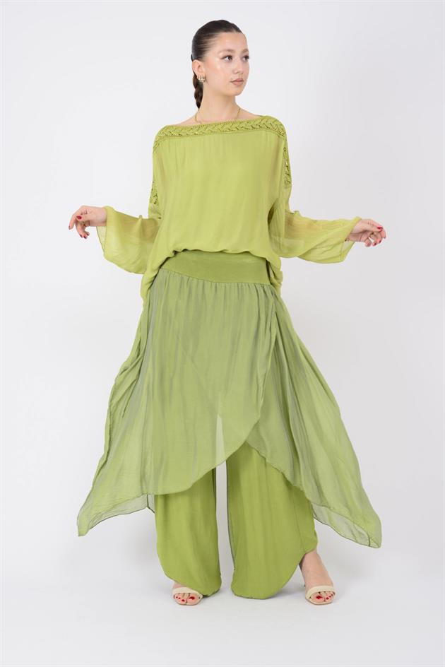 9889 PAYET DETAYLI İPEK BLUZ