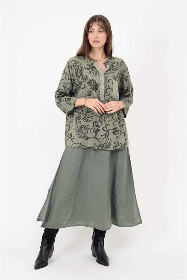 A0028 PAYET DETAYLI ŞAL DESEN GÖMLEK