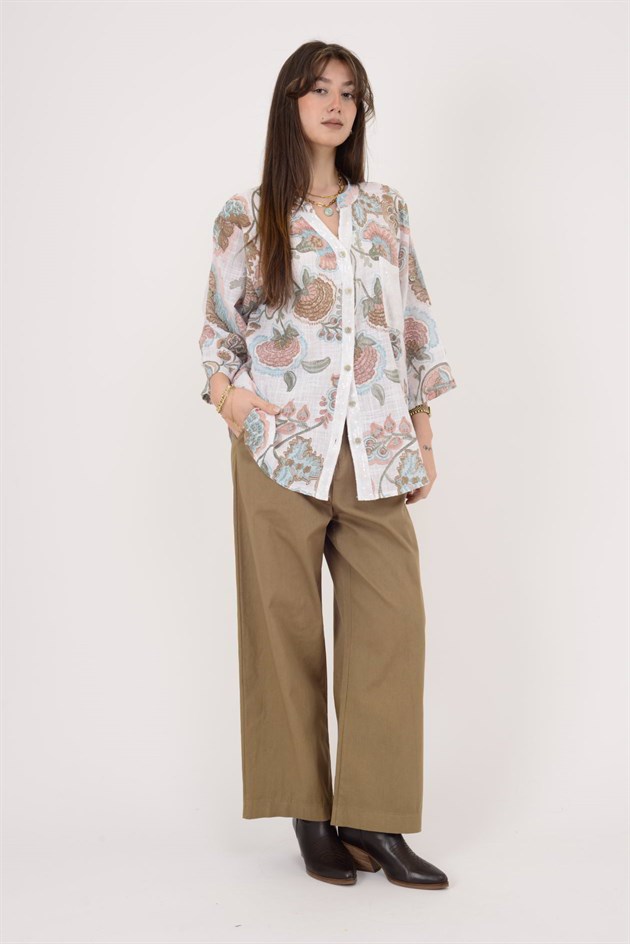 A0185 KADİFE ÇİÇEĞİ DESEN GÖMLEK