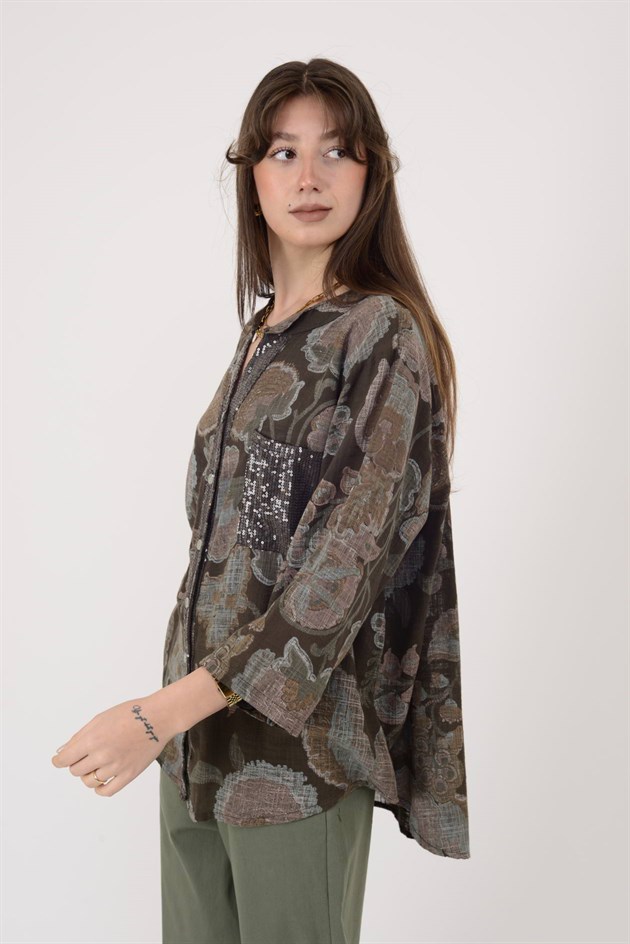 A0185 KADİFE ÇİÇEĞİ DESEN GÖMLEK