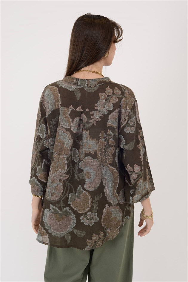 A0185 KADİFE ÇİÇEĞİ DESEN GÖMLEK