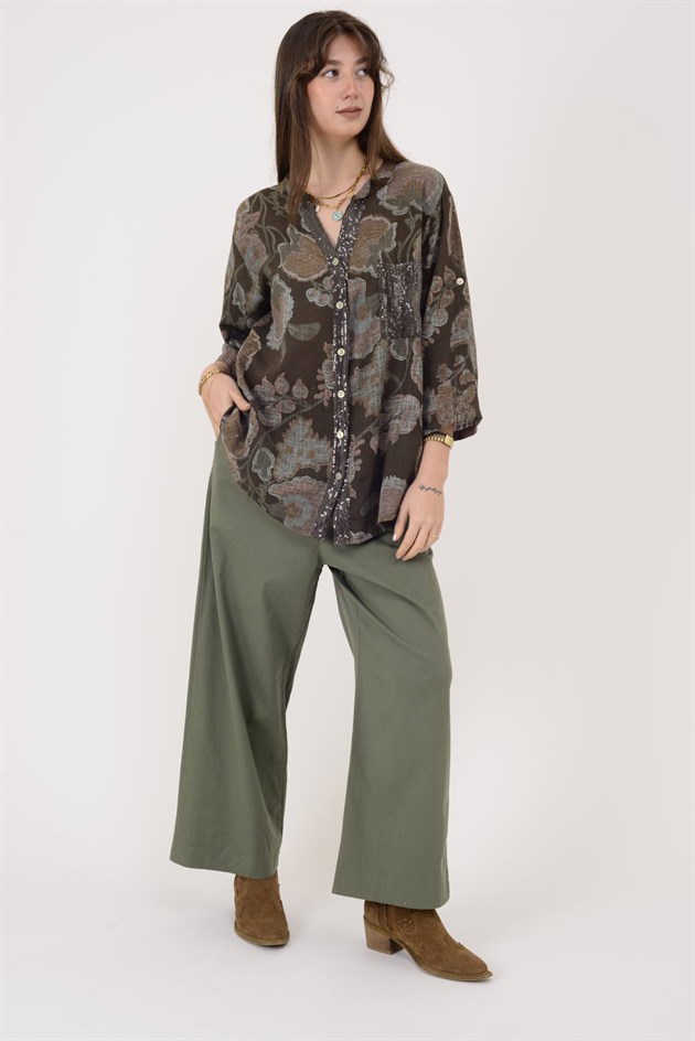 A0185 KADİFE ÇİÇEĞİ DESEN GÖMLEK