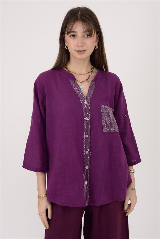 A0185 PAYET DETAYLI GÖMLEK