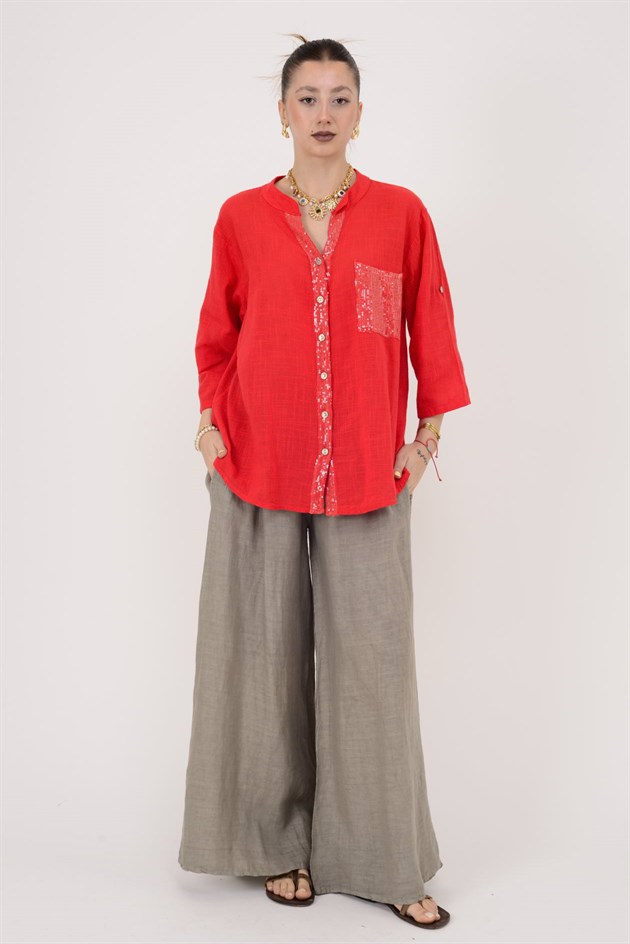 A0185 PAYET DETAYLI GÖMLEK