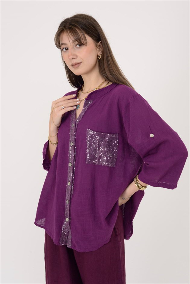 A0185 PAYET DETAYLI GÖMLEK