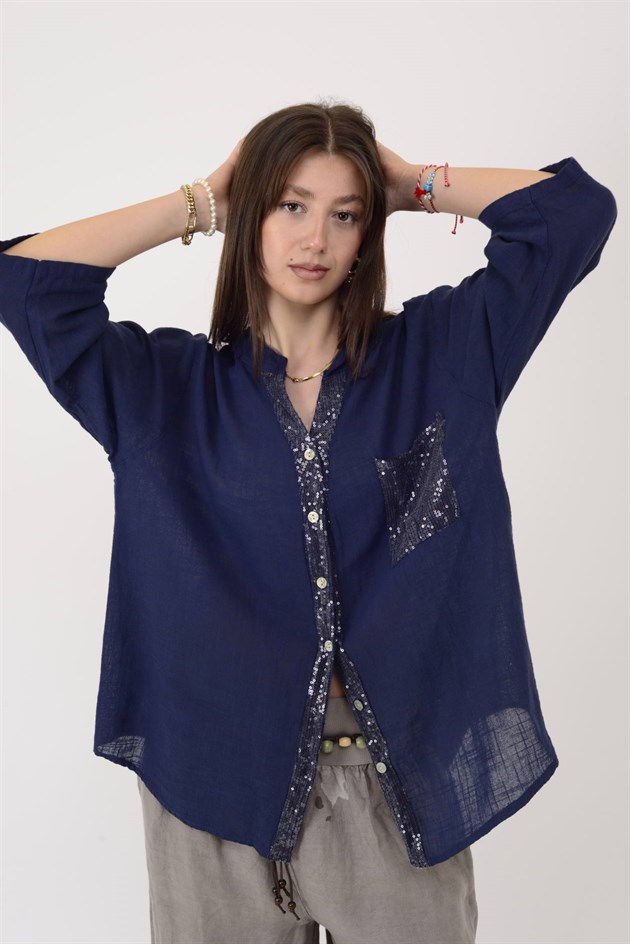 A0185 PAYET DETAYLI GÖMLEK